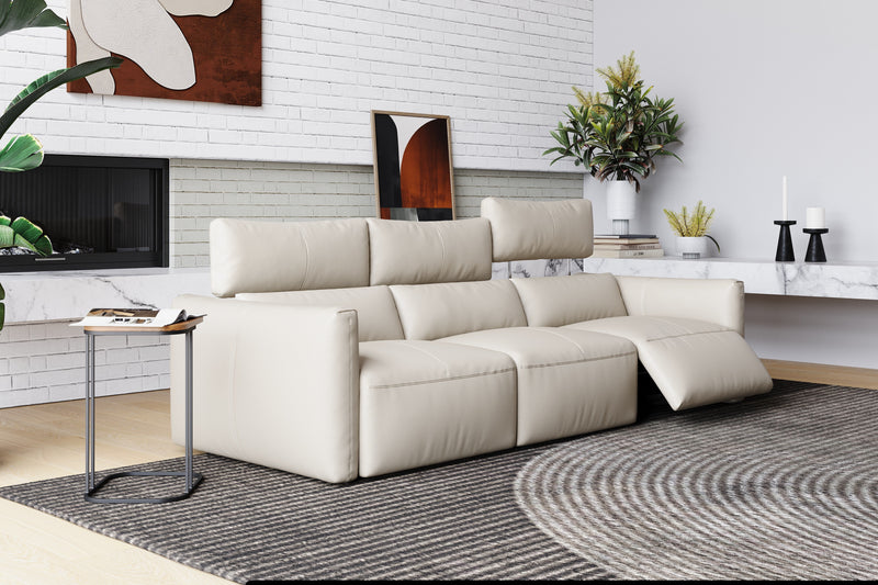 Valencia Alessia Leather Three Seats Recliner Sofa, Beige