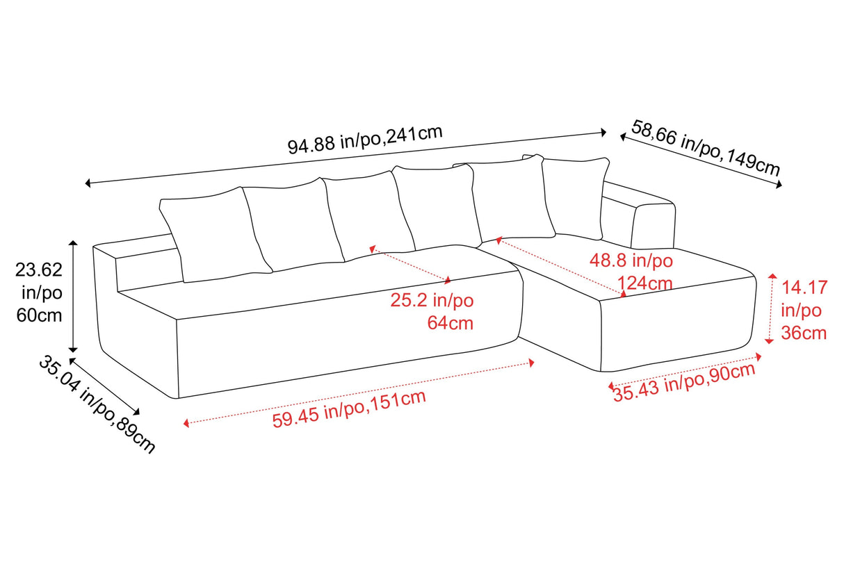Alexus Corduroy Fabric Sectional Sofa