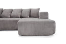 Valencia Alexus Corduroy Fabric Right Chaise Sectional Sofa, Light Grey