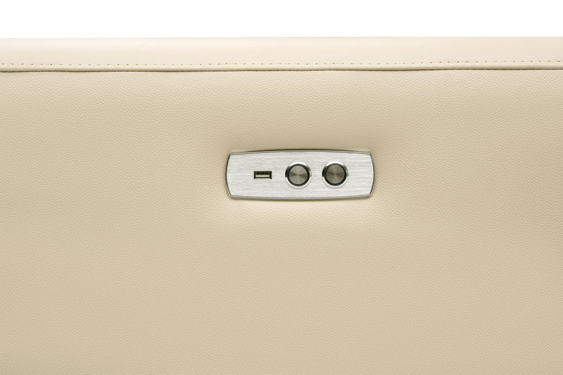 Valencia Andria Modern Left Hand Facing Top Grain Leather Reclining Sectional Sofa, Beige Color