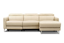 Valencia Andria Modern Right Hand Facing Top Grain Leather Reclining Sectional Sofa, Beige Color