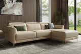 Valencia Andria Modern Right Hand Facing Top Grain Leather Reclining Sectional Sofa, Beige Color
