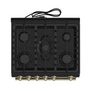 FORNO Espresso Leonardo 30" 5 cu. ft. Gas Range in Black with Antique Brass Handles, FFSGS1116-30BLK