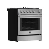 FORNO Espresso Leonardo 30" 5 cu. ft. Gas Range in Stainless Steel with Silver Handles, FFSGS1116-30