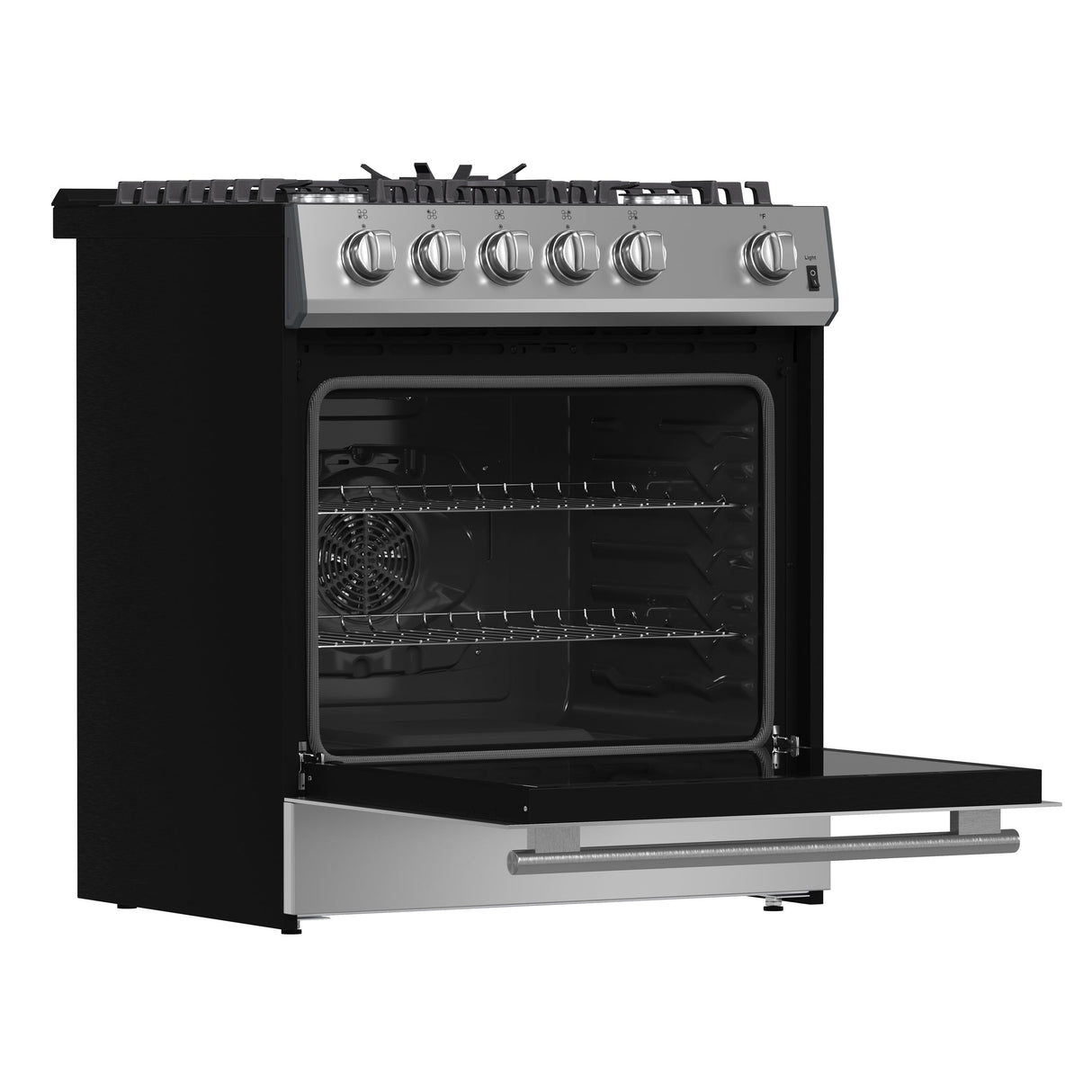 FORNO Espresso Leonardo 30" 5 cu. ft. Gas Range in Stainless Steel with Silver Handles, FFSGS1116-30