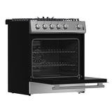 FORNO Espresso Leonardo 30" 5 cu. ft. Gas Range in Stainless Steel with Silver Handles, FFSGS1116-30