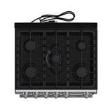 FORNO Espresso Leonardo 30" 5 cu. ft. Gas Range in Stainless Steel with Silver Handles, FFSGS1116-30