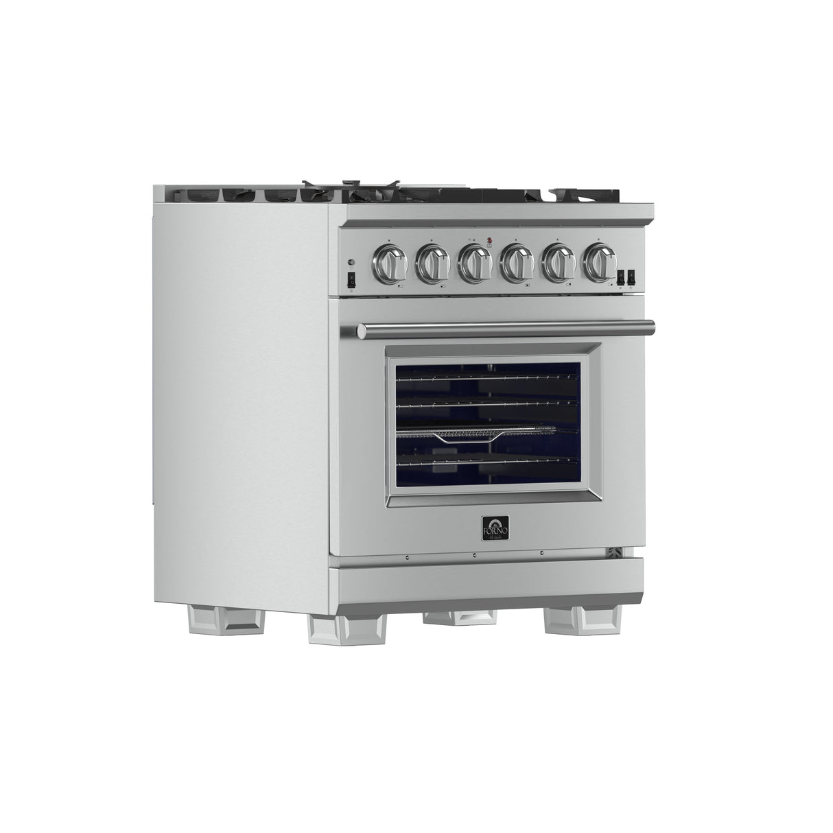 FORNO Capriasca 30″ 4.32 cu. ft. Gas Range with 5 Italian Burners in Stainless Steel, FFSGS6260-30
