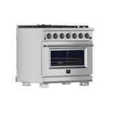 FORNO Capriasca 36" 5.36 cu. ft. Gas Range with 6 Italian Burners in Stainless Steel, FFSGS6260-36