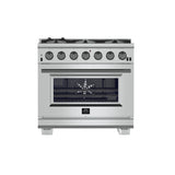 FORNO Capriasca 36" 5.36 cu. ft. Gas Range with 6 Italian Burners in Stainless Steel, FFSGS6260-36