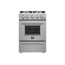 FORNO Breno 24" 2.3 cu. ft. Freestanding Gas Range with 4 Sealed Burners in Stainless Steel, FFSGS6272-24
