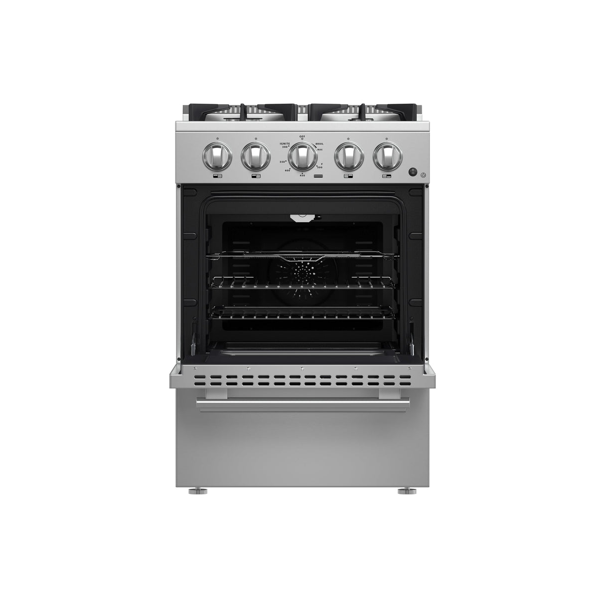 FORNO Breno 24" 2.3 cu. ft. Freestanding Gas Range with 4 Sealed Burners in Stainless Steel, FFSGS6272-24