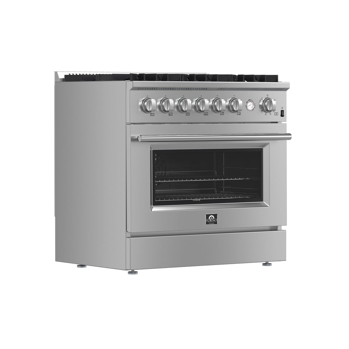 FORNO Marco 36" 5.36 cu.ft. Gas Range with 6 Burners and Built-In Temperature Gauge, FFSGS6277-36