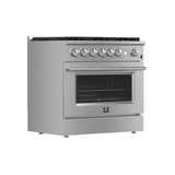FORNO Marco 36" 5.36 cu.ft. Gas Range with 6 Burners and Built-In Temperature Gauge, FFSGS6277-36