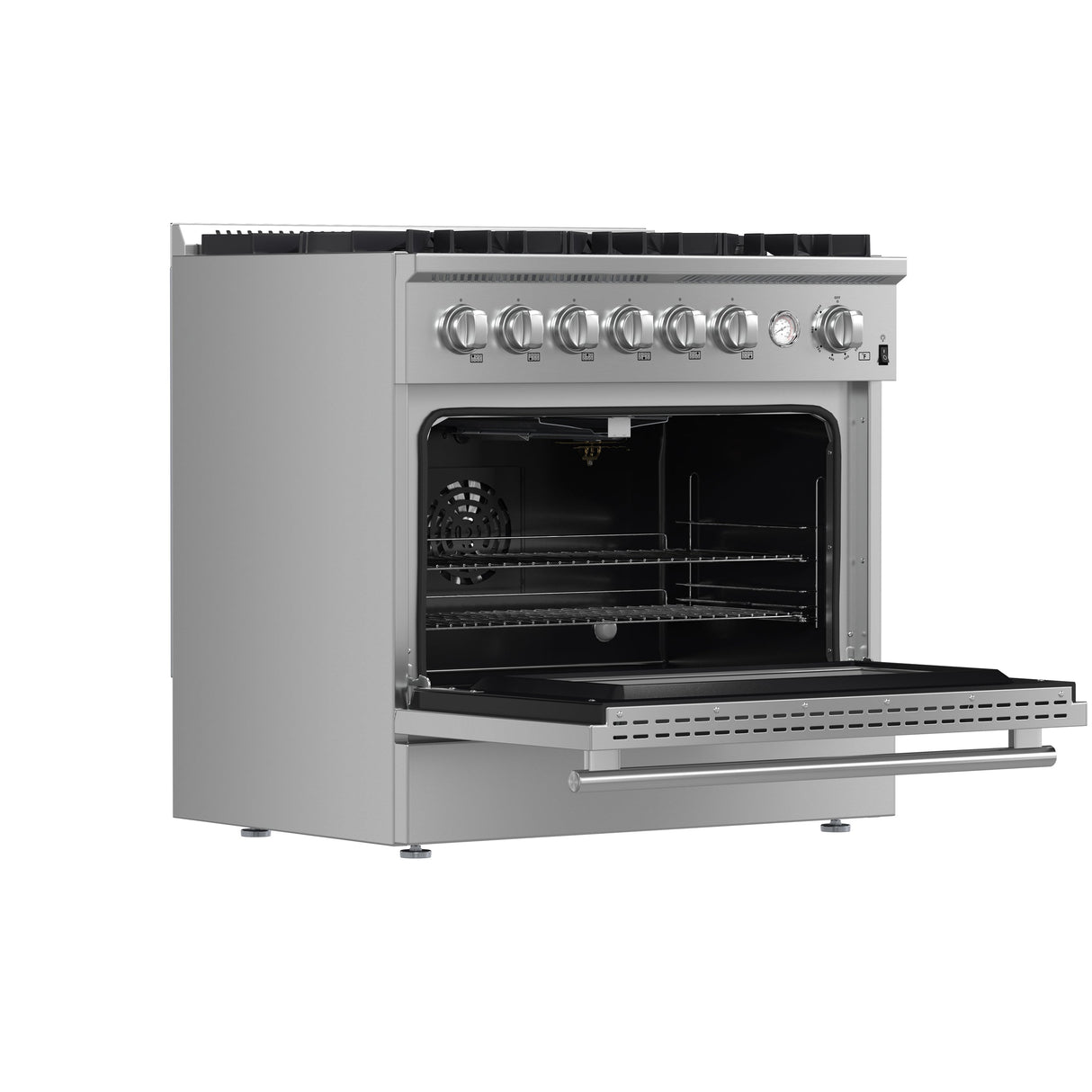 FORNO Marco 36" 5.36 cu.ft. Gas Range with 6 Burners and Built-In Temperature Gauge, FFSGS6277-36