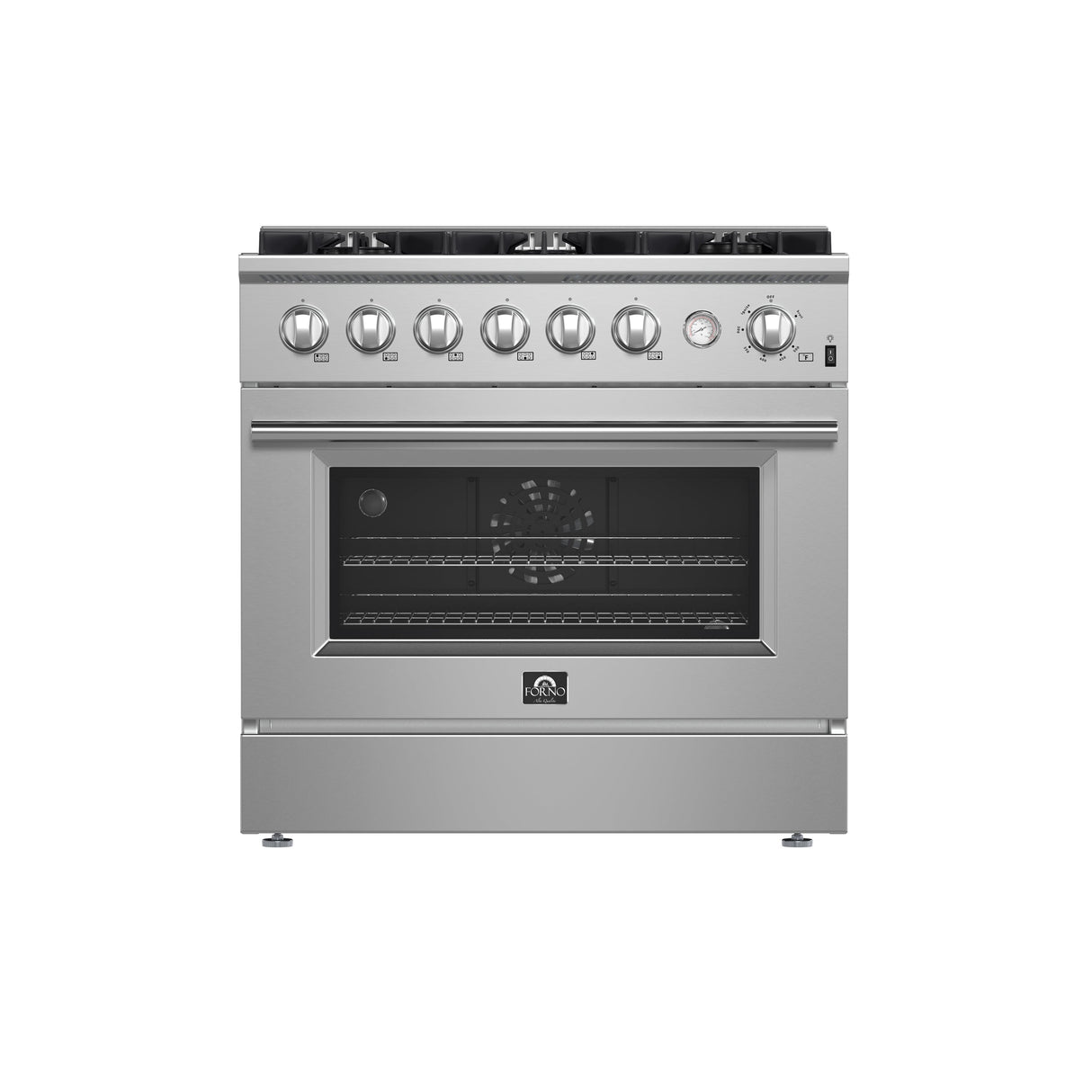 FORNO Marco 36" 5.36 cu.ft. Gas Range with 6 Burners and Built-In Temperature Gauge, FFSGS6277-36