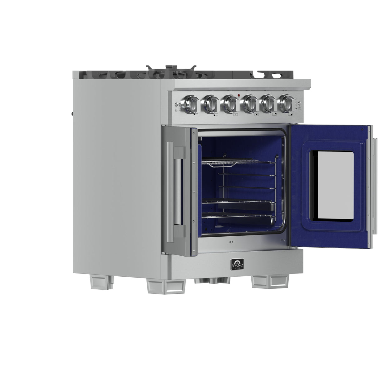FORNO Capriasca 30" 4.32 cu. ft. Professional Gas Range with French Door and 5 Sealed Burners, FFSGS6460-30