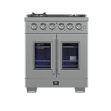 FORNO Capriasca 30" 4.32 cu. ft. Professional Gas Range with French Door and 5 Sealed Burners, FFSGS6460-30