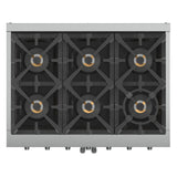 FORNO Capriasca 36" 5.36 cu. ft. Professional Gas Range with French Door and 6 Sealed Burners, FFSGS6460-36