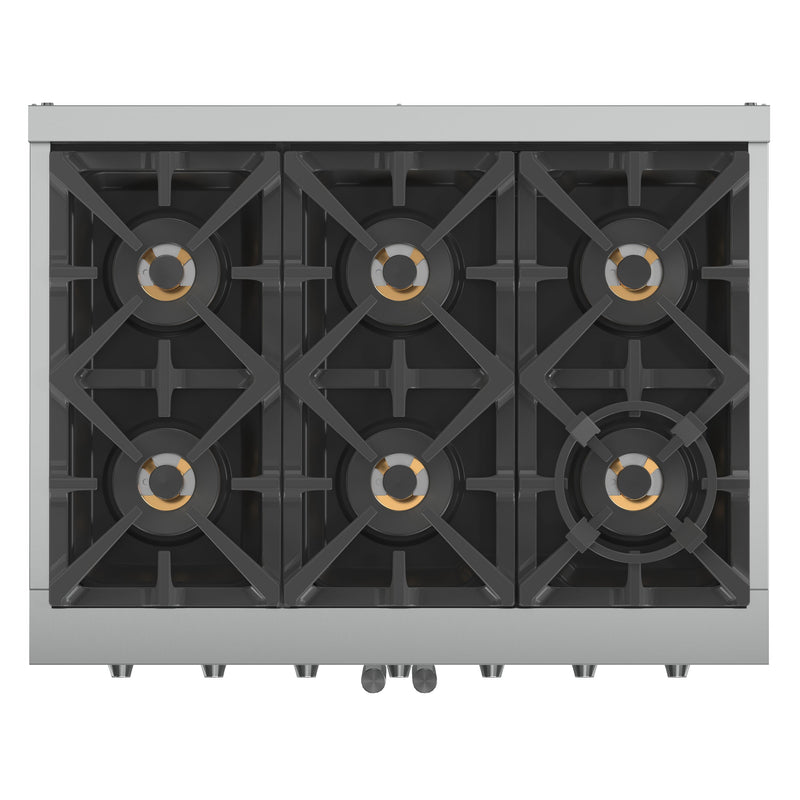 FORNO Capriasca 36" 5.36 cu. ft. Professional Gas Range with French Door and 6 Sealed Burners, FFSGS6460-36