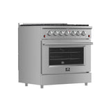 FORNO Galiano 36" 5.36 cu. ft. Gas Range with 6 Italian Burners in Stainless Steel, FFSGS6244-36