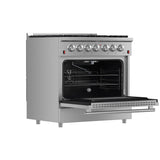 FORNO Galiano 36" 5.36 cu. ft. Gas Range with 6 Italian Burners in Stainless Steel, FFSGS6244-36