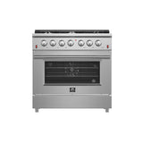 FORNO Galiano 36" 5.36 cu. ft. Gas Range with 6 Italian Burners in Stainless Steel, FFSGS6244-36
