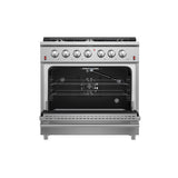 FORNO Galiano 36" 5.36 cu. ft. Gas Range with 6 Italian Burners in Stainless Steel, FFSGS6244-36