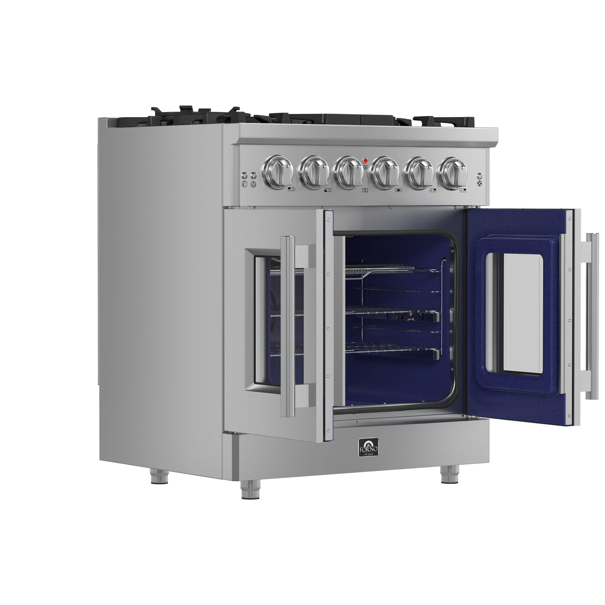 FORNO Massimo 30″ 4.32 cu. ft. Freestanding French Door Gas Range with 5 Burners, FFSGS6439-30