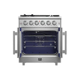 FORNO Massimo 30″ 4.32 cu. ft. Freestanding French Door Gas Range with 5 Burners, FFSGS6439-30