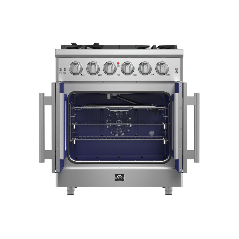FORNO Massimo 30″ 4.32 cu. ft. Freestanding French Door Gas Range with 5 Burners, FFSGS6439-30