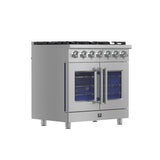 FORNO Massimo 36" 5.36 cu. ft. Freestanding French Door Gas Range with 6 Burners, FFSGS6439-36