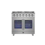 FORNO Massimo 36" 5.36 cu. ft. Freestanding French Door Gas Range with 6 Burners, FFSGS6439-36