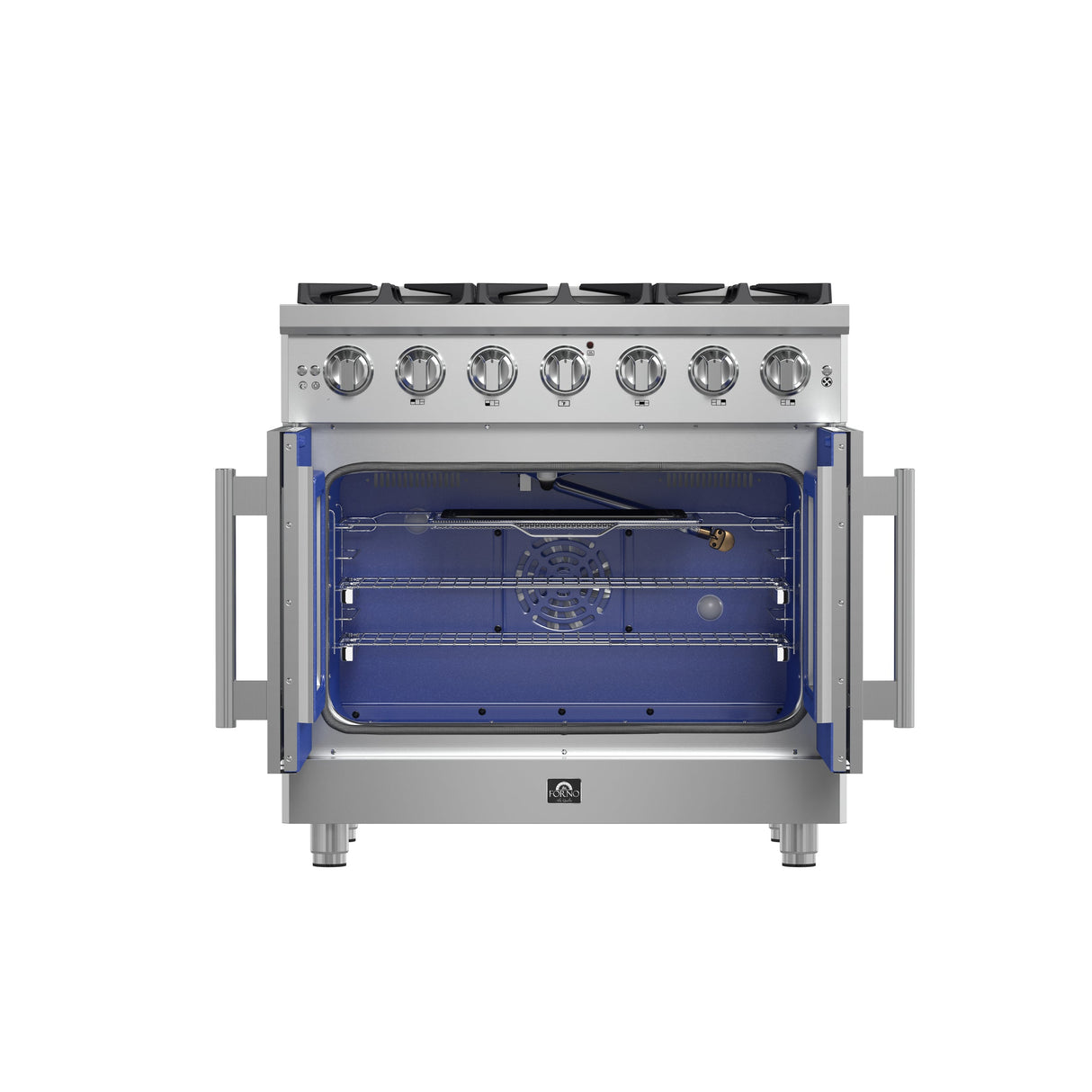 FORNO Massimo 36" 5.36 cu. ft. Freestanding French Door Gas Range with 6 Burners, FFSGS6439-36