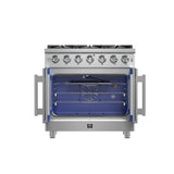 FORNO Massimo 36" 5.36 cu. ft. Freestanding French Door Gas Range with 6 Burners, FFSGS6439-36