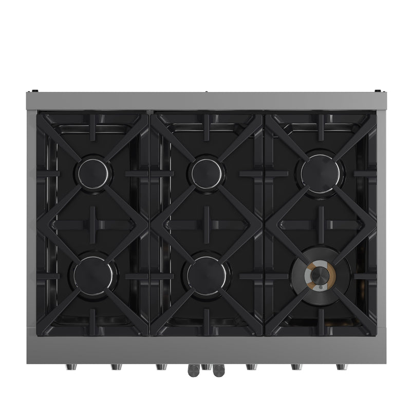 FORNO Massimo 36" 5.36 cu. ft. Freestanding French Door Gas Range with 6 Burners, FFSGS6439-36