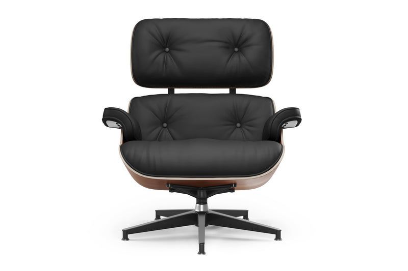 Valencia Armoni Top Grain Leather Lounge Chair & Ottoman, Black
