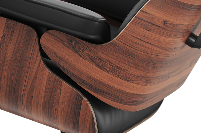 Valencia Armoni Top Grain Leather Lounge Chair & Ottoman, Black