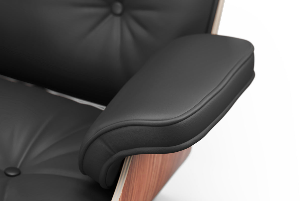 Valencia Armoni Top Grain Leather Lounge Chair & Ottoman, Black