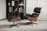 Valencia Armoni Top Grain Leather Lounge Chair & Ottoman, Black