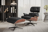 Valencia Armoni Top Grain Leather Lounge Chair & Ottoman, Black