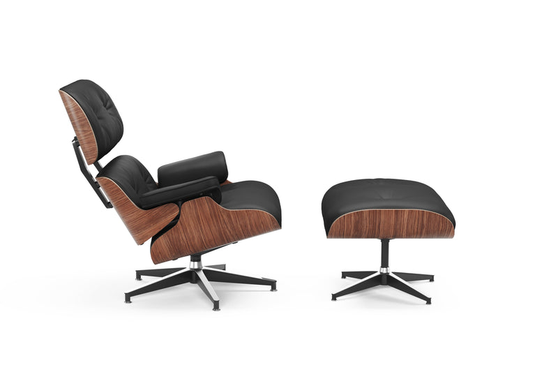 Valencia Armoni Top Grain Leather Lounge Chair & Ottoman, Black