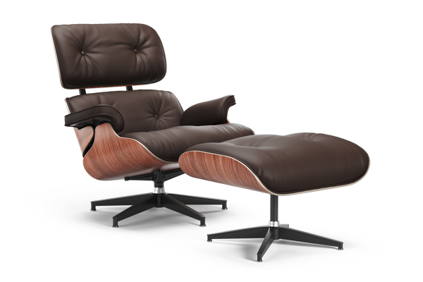 Valencia Armoni Top Grain Leather Lounge Chair & Ottoman, Dark Chocolate