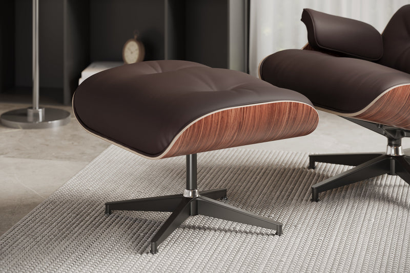 Valencia Armoni Top Grain Leather Lounge Chair & Ottoman, Dark Chocolate