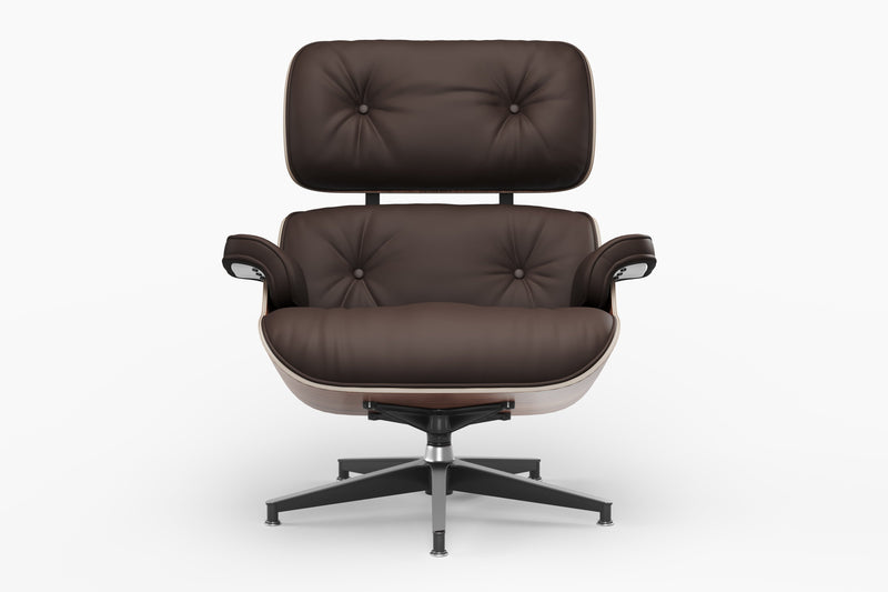 Valencia Armoni Top Grain Leather Lounge Chair & Ottoman, Dark Chocolate