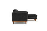 Valencia Artisan Top Grain Leather Three Seats with Right Chaise Sofa, Black