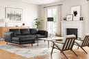 Valencia Artisan Top Grain Leather Three Seats with Left Chaise Sofa, Black