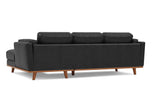 Valencia Artisan Top Grain Leather Three Seats with Right Chaise Sofa, Black