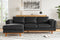Valencia Artisan Top Grain Leather Three Seats with Left Chaise Sofa, Black