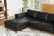 Valencia Artisan Top Grain Leather Three Seats with Left Chaise Sofa, Black